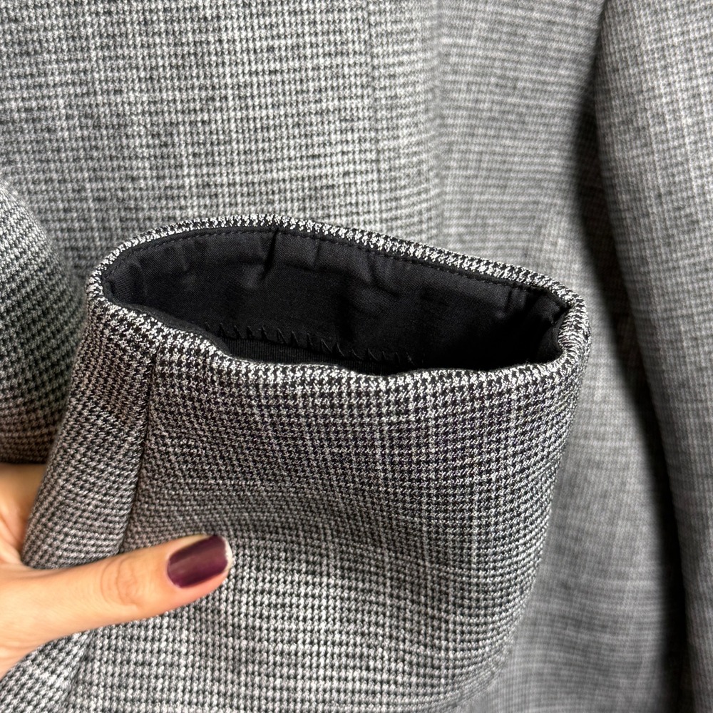 Boxy Jacket Blazer Women S Black White Grey Snap Front Cropped - Picture 4 of 9